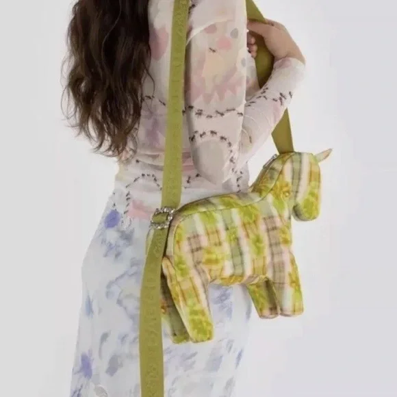 BAGGU Collina Strada Green Plaid Horse Bag - Picture 9 of 10